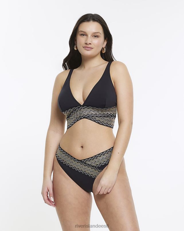 kehakate must naised River Island täidlasema rinnaga sukeldunud bikiinitops 44TLL1677