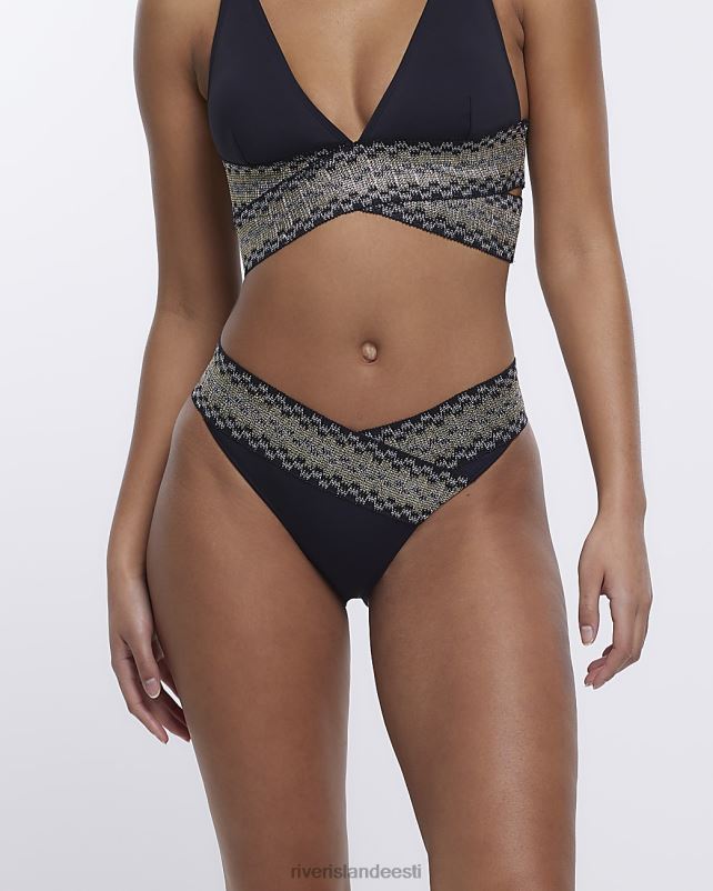 kehakate must naised River Island wrap sukelduv bikiinitop 44TLL1818