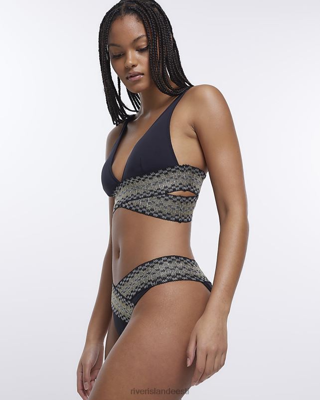 kehakate must naised River Island wrap sukelduv bikiinitop 44TLL1818