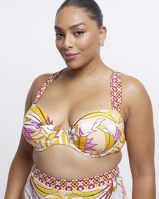 kehakate oranž naised River Island pluss prinditud balconette bikiinitops 44TLL5175