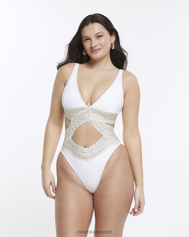 kehakate valge naised River Island täidlasemalt rinnakorviga väljalõigatud supluskostüüm 44TLL1587