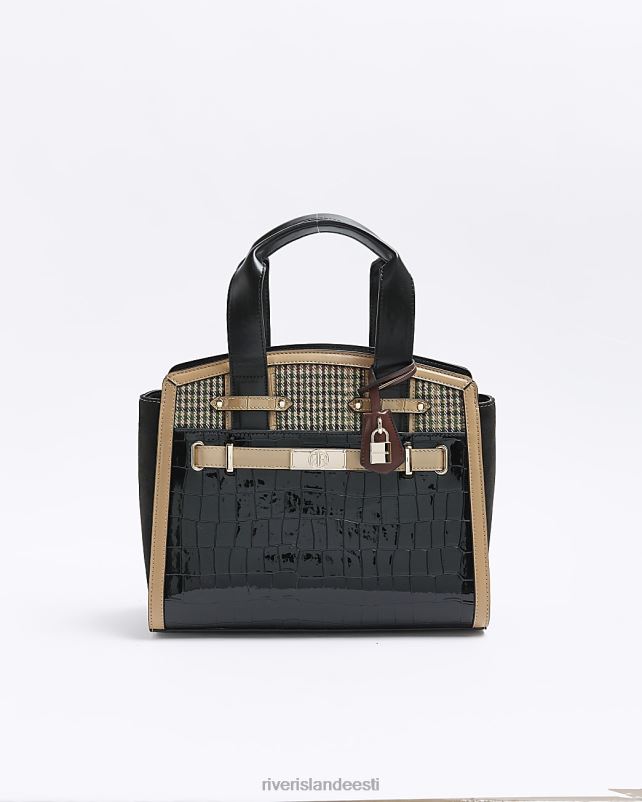 tarvikud must naised River Island Croc reljeefne kandekott 44TLL3779