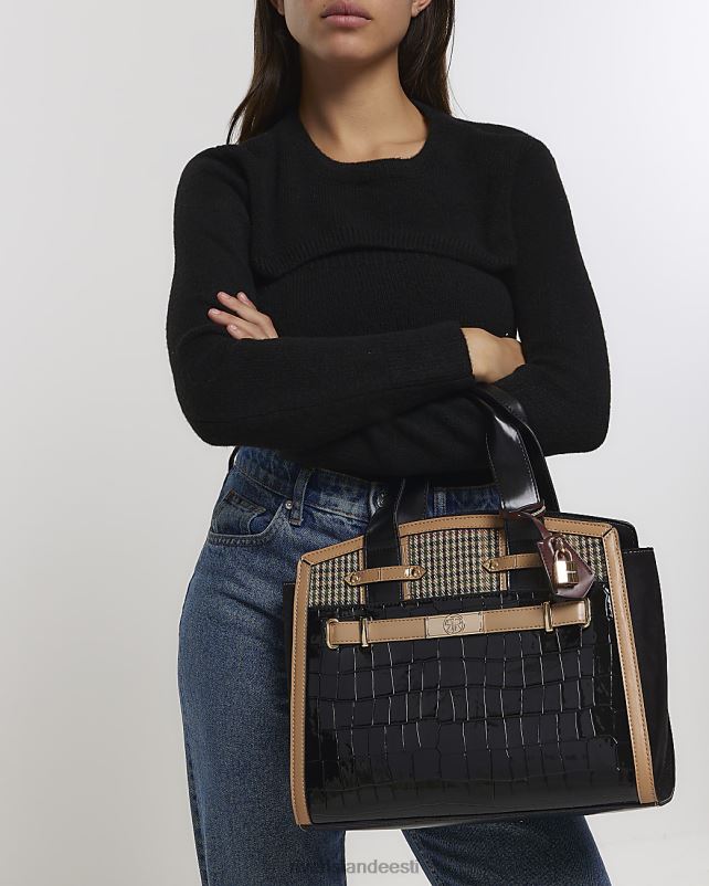 tarvikud must naised River Island Croc reljeefne kandekott 44TLL3779