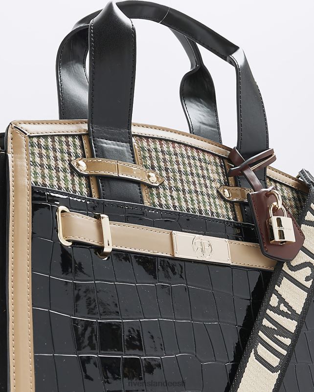 tarvikud must naised River Island Croc reljeefne kandekott 44TLL3779