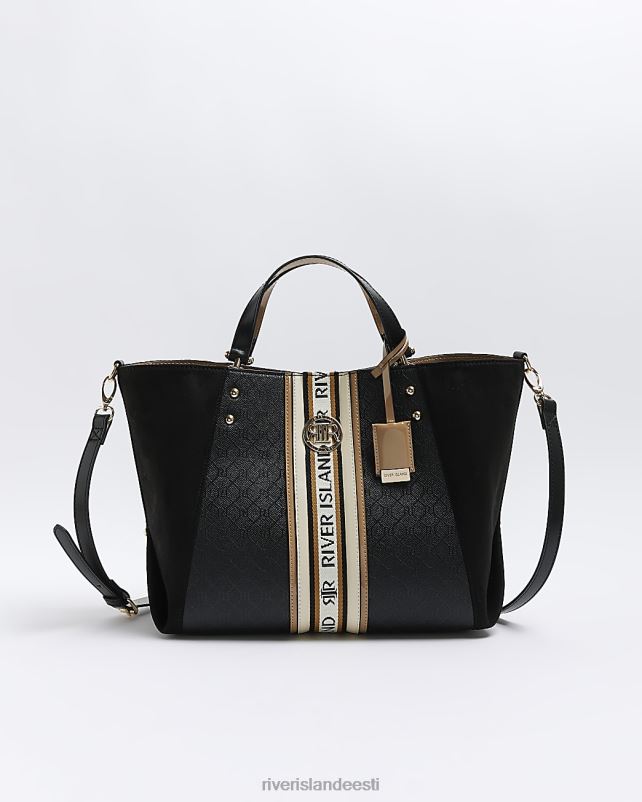 tarvikud must naised River Island ri monogramm lint kandekott 44TLL4150