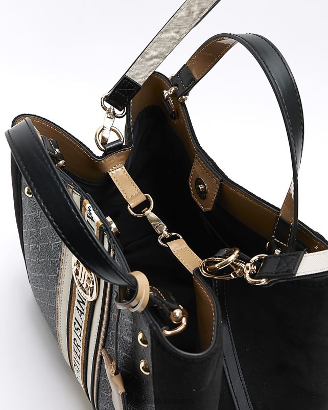 tarvikud must naised River Island ri monogramm lint kandekott 44TLL4150