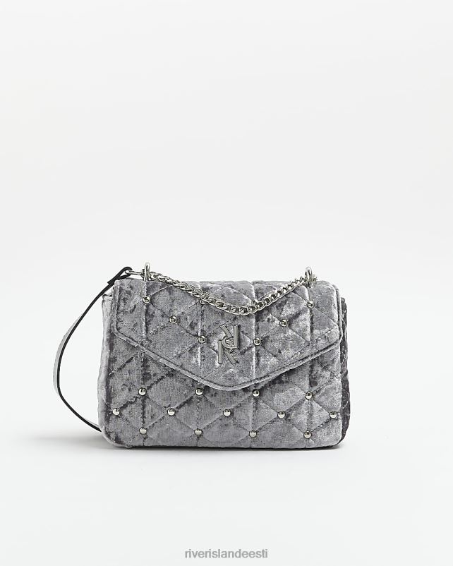 tarvikud hõbedane naised River Island sametist naeltega õlakott 44TLL1069