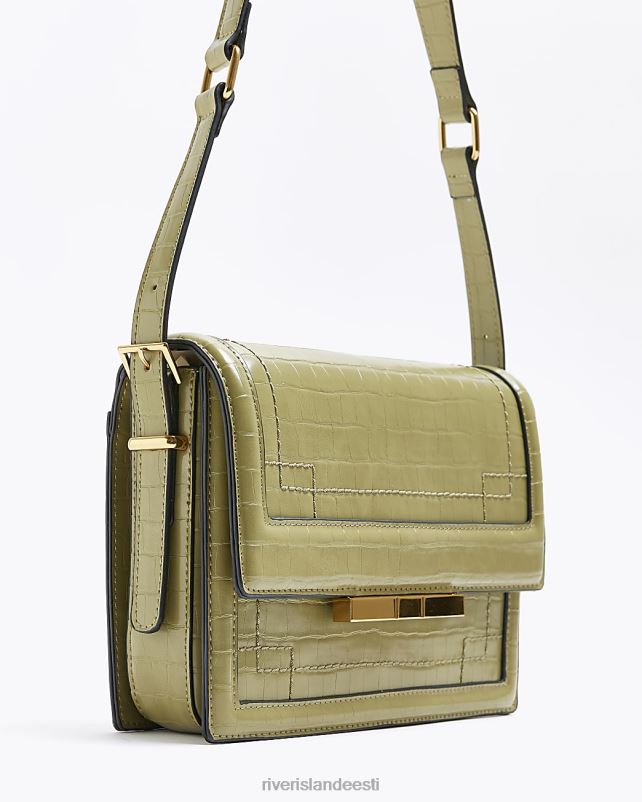 tarvikud khaki naised River Island Croc reljeefne õlakott 44TLL1177