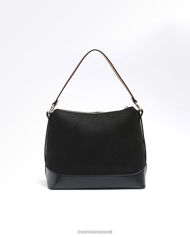 tarvikud must naised River Island ri monogramm vööga õlakott 44TLL912