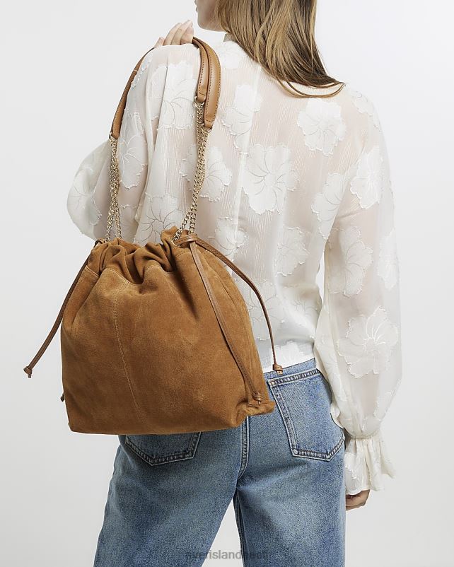 tarvikud pruun naised River Island seemisnahast pingutusnööriga õlakott 44TLL4750