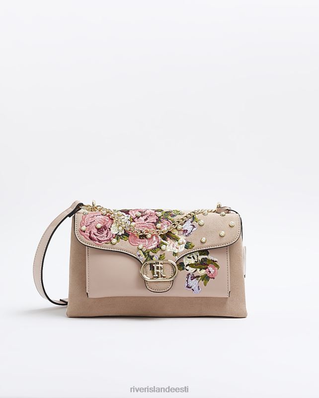 tarvikud roosa naised River Island lilledega tikitud õlakott 44TLL4433