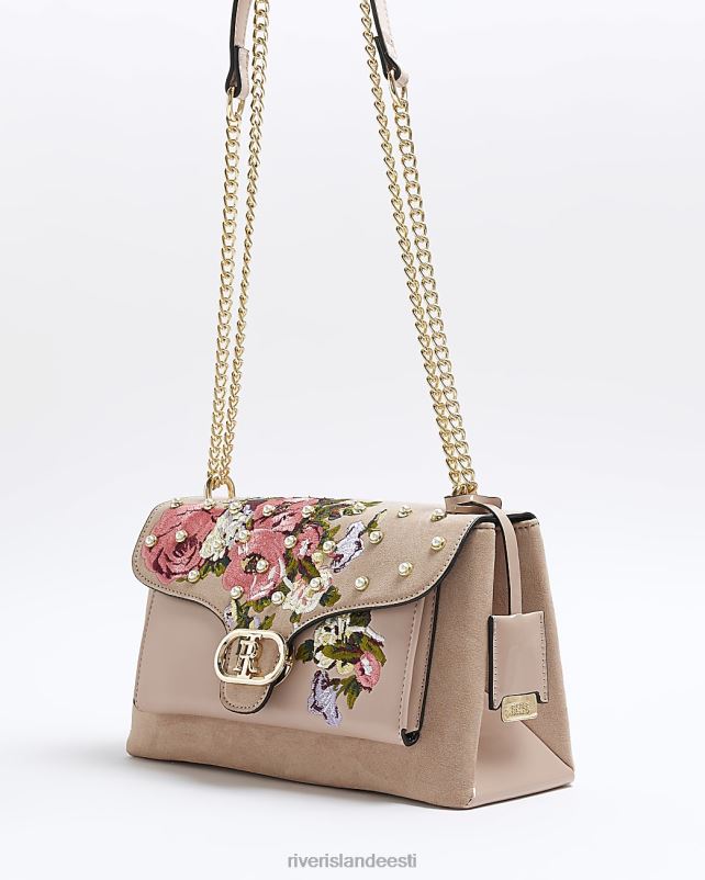 tarvikud roosa naised River Island lilledega tikitud õlakott 44TLL4433