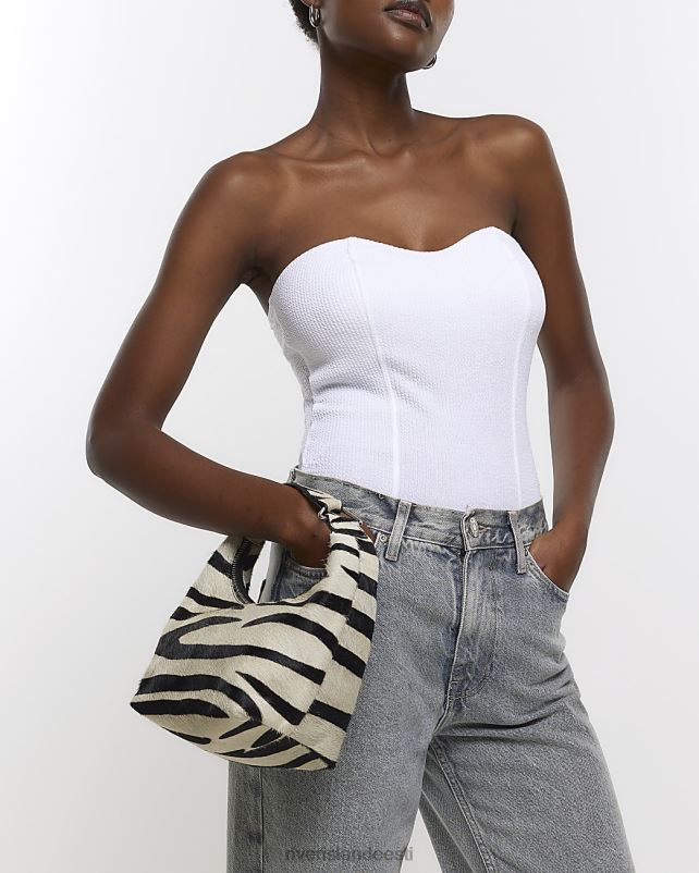 tarvikud valge naised River Island nahast loomamustriga õlakott 44TLL3807