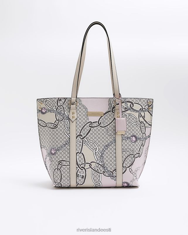tarvikud beež naised River Island ri monogramm kett poekott 44TLL735