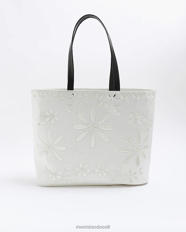 tarvikud valge naised River Island laserlõikelillede ostukott 44TLL4511
