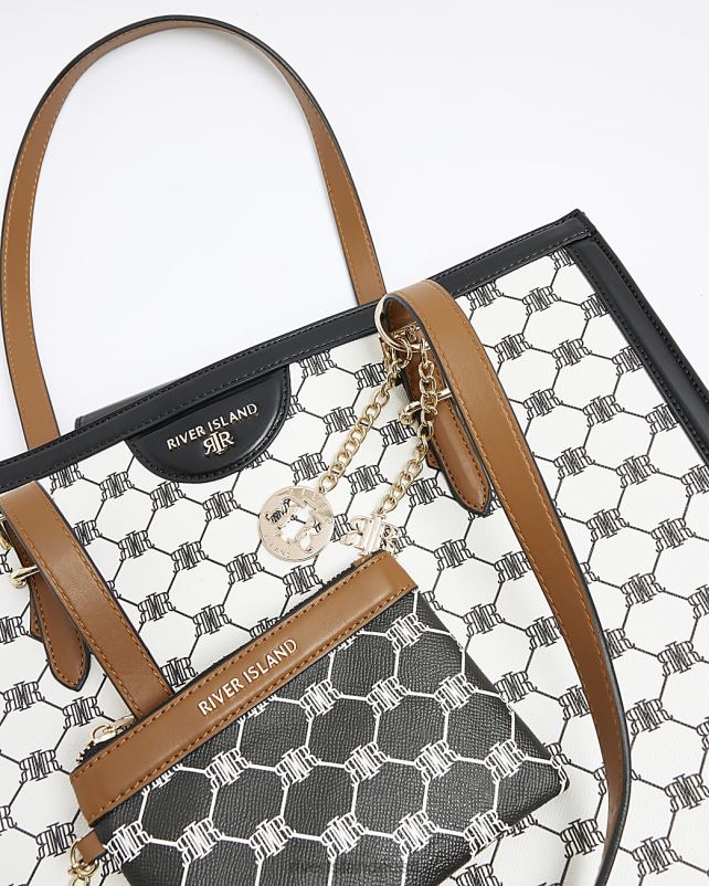 tarvikud valge naised River Island monogramm ostukott 44TLL3806