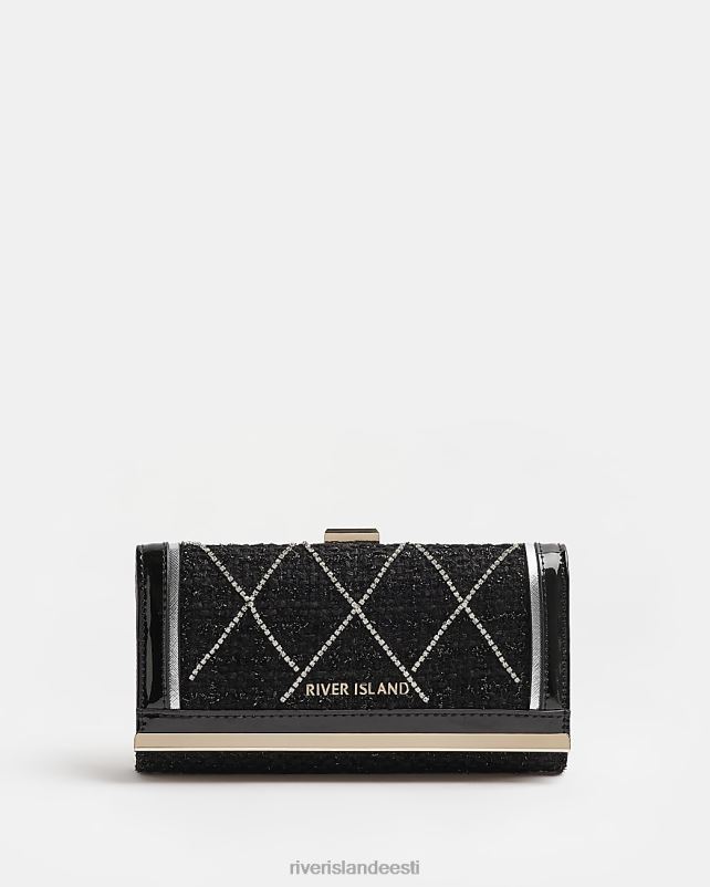tarvikud must naised River Island boucle diamante kaunistusega rahakott 44TLL4430