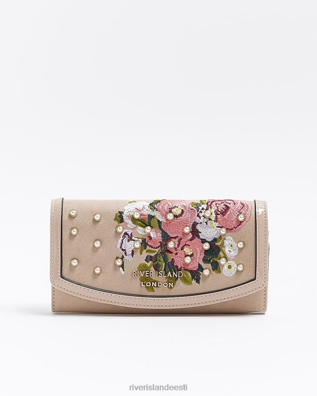 tarvikud roosa naised River Island lilledega tikitud rahakott 44TLL4469