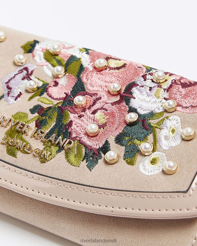 tarvikud roosa naised River Island lilledega tikitud rahakott 44TLL4469