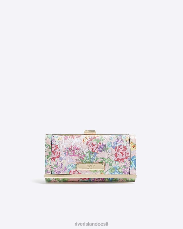 tarvikud roosa naised River Island patenteeritud lilleline klambriga rahakott 44TLL486