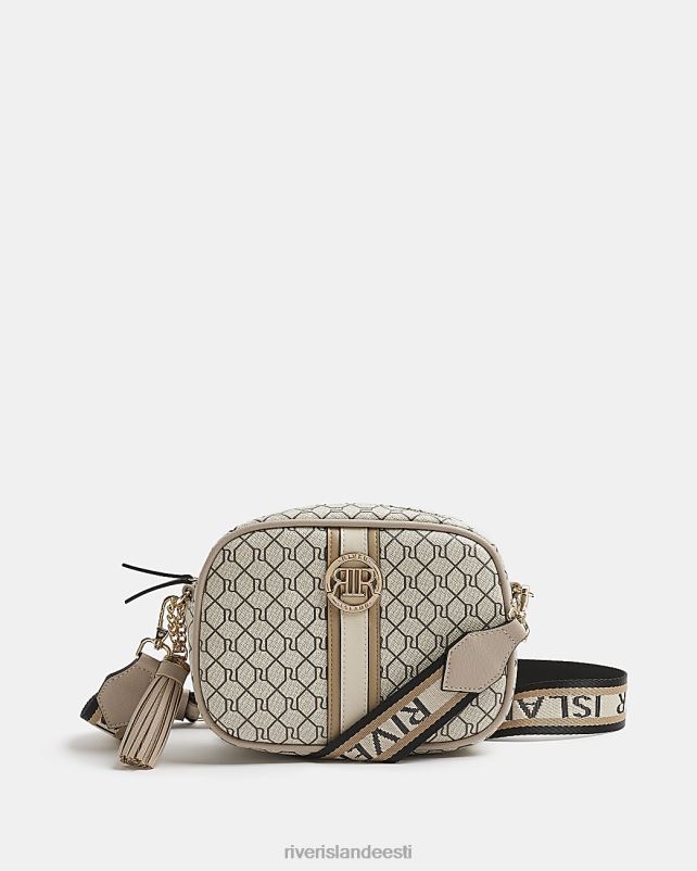 tarvikud beež naised River Island ri monogrammprindiga risti kehakott 44TLL933