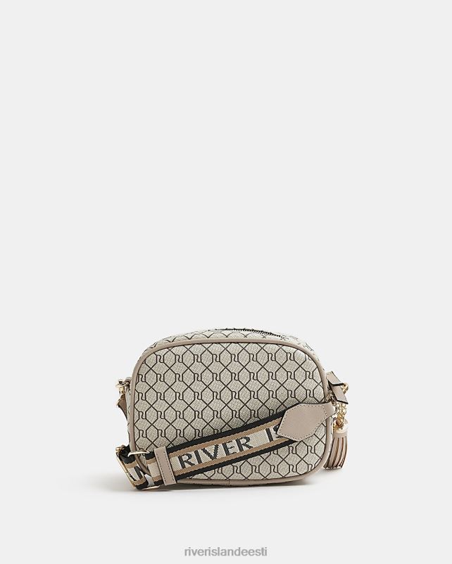 tarvikud beež naised River Island ri monogrammprindiga risti kehakott 44TLL933