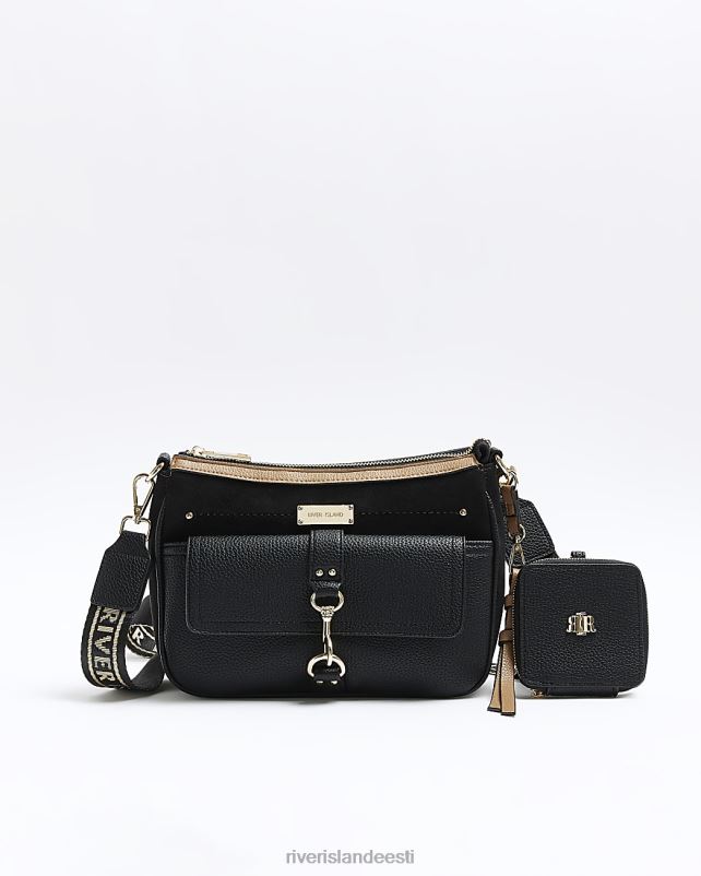 tarvikud must naised River Island lukuga risti kehakott 44TLL936