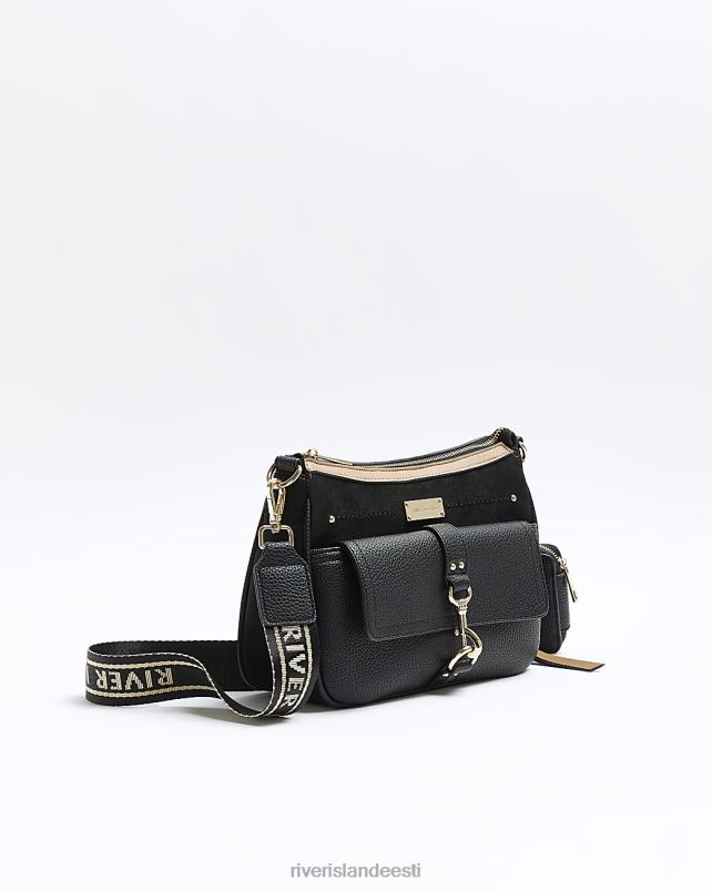 tarvikud must naised River Island lukuga risti kehakott 44TLL936