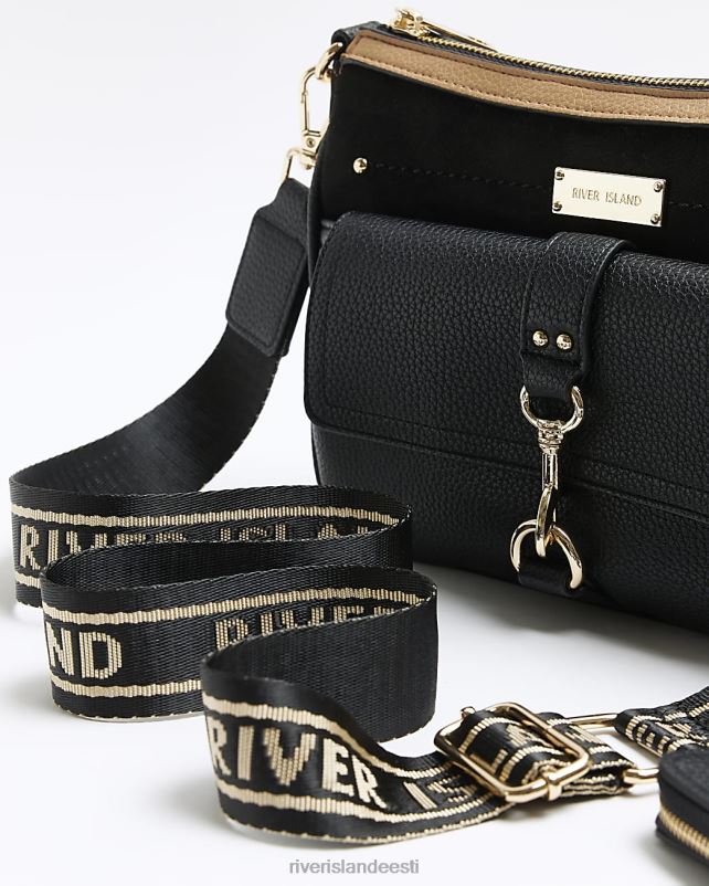 tarvikud must naised River Island lukuga risti kehakott 44TLL936