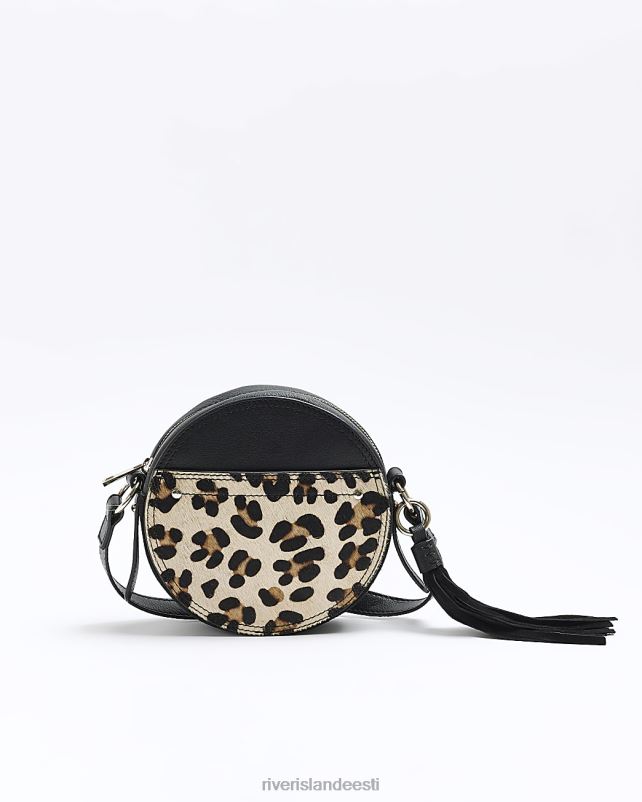 tarvikud must naised River Island nahast leopardimustriline risti kehakott 44TLL4636