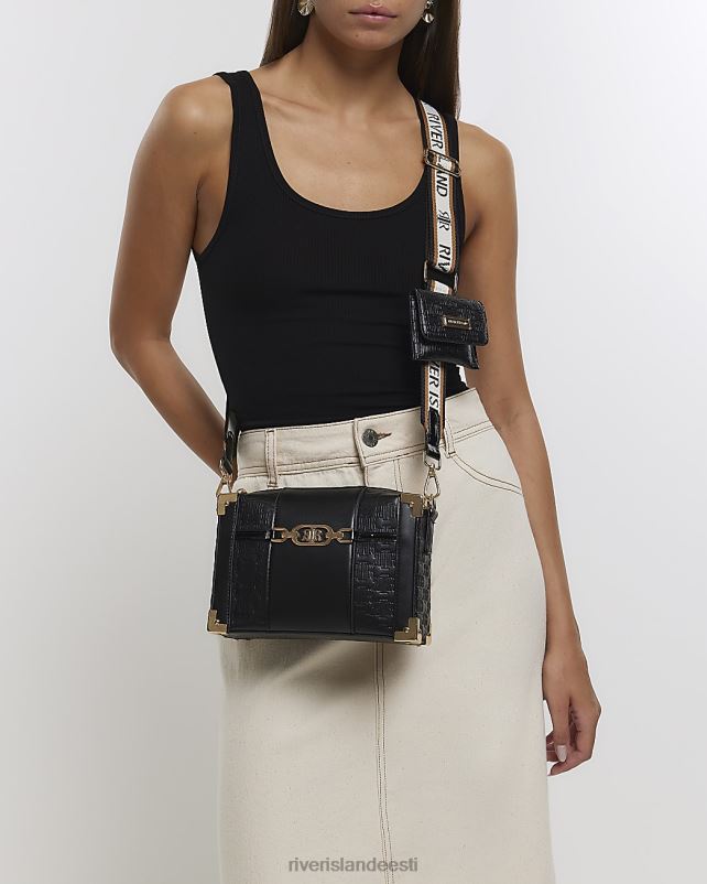 tarvikud must naised River Island reljeefne risti kehakott 44TLL825