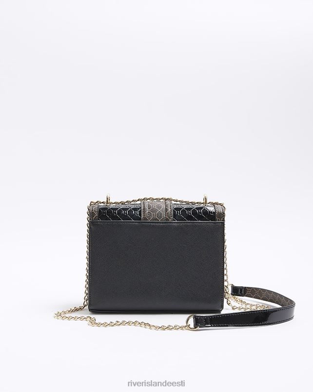 tarvikud must naised River Island reljeefse ri monogrammiga risti kehakott 44TLL3804