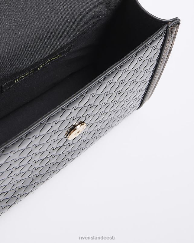 tarvikud must naised River Island reljeefse ri monogrammiga risti kehakott 44TLL3804