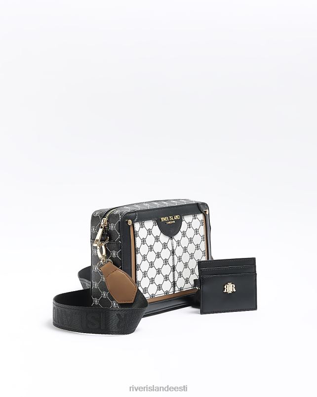 tarvikud must naised River Island ri monogramm boxy cross body bag 44TLL326