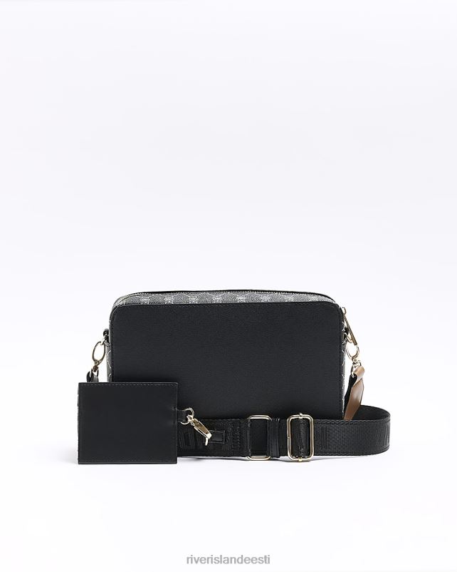 tarvikud must naised River Island ri monogramm boxy cross body bag 44TLL326