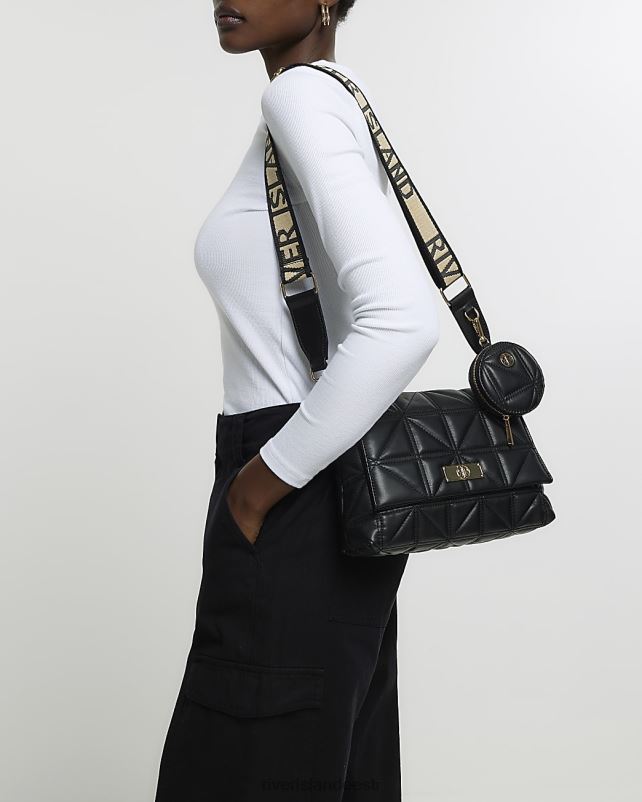 tarvikud must naised River Island tepitud risti kehakott 44TLL4654