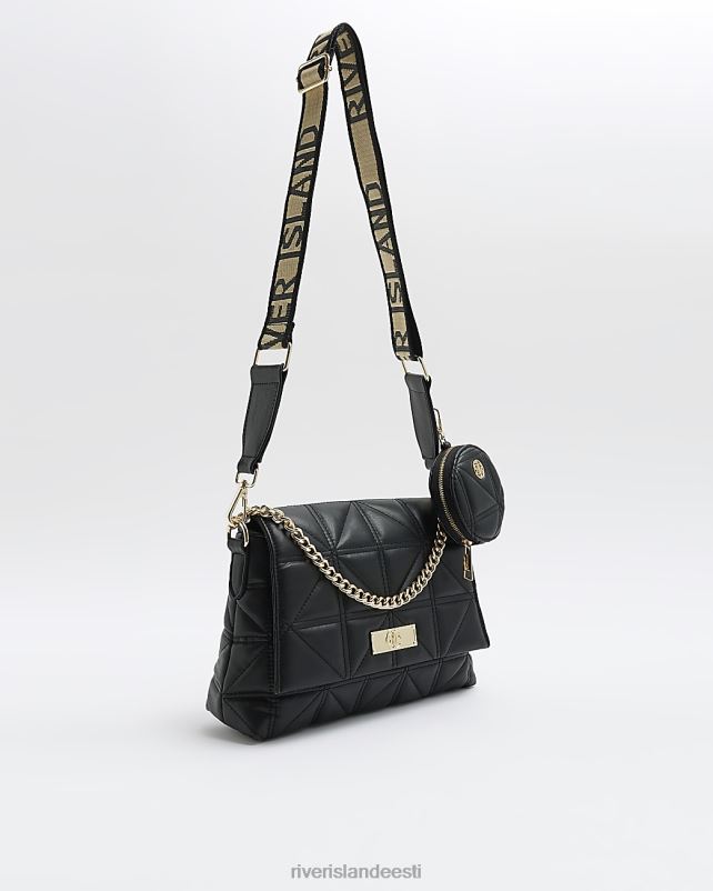 tarvikud must naised River Island tepitud risti kehakott 44TLL4654