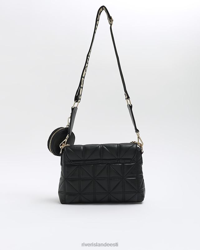 tarvikud must naised River Island tepitud risti kehakott 44TLL4654