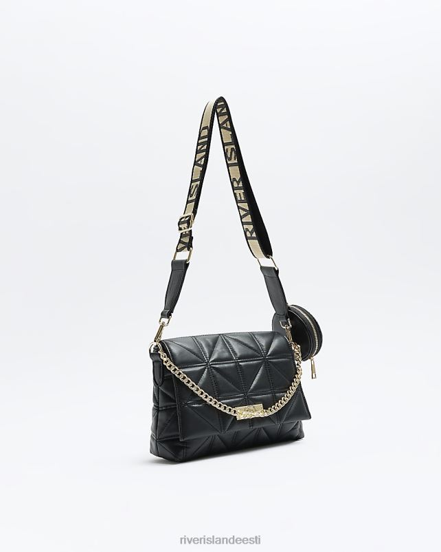 tarvikud must naised River Island tepitud risti kehakott 44TLL881