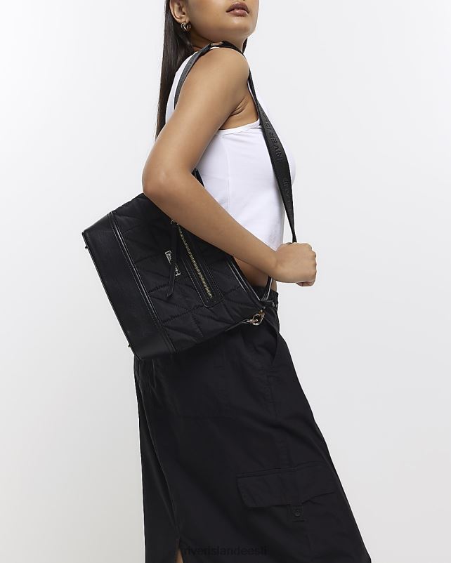 tarvikud must naised River Island tepitud risti kehakott 44TLL917