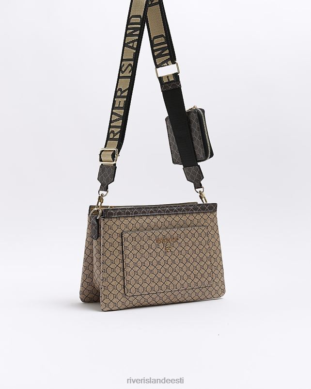 tarvikud pruun naised River Island monogramm crossbody kott 44TLL611