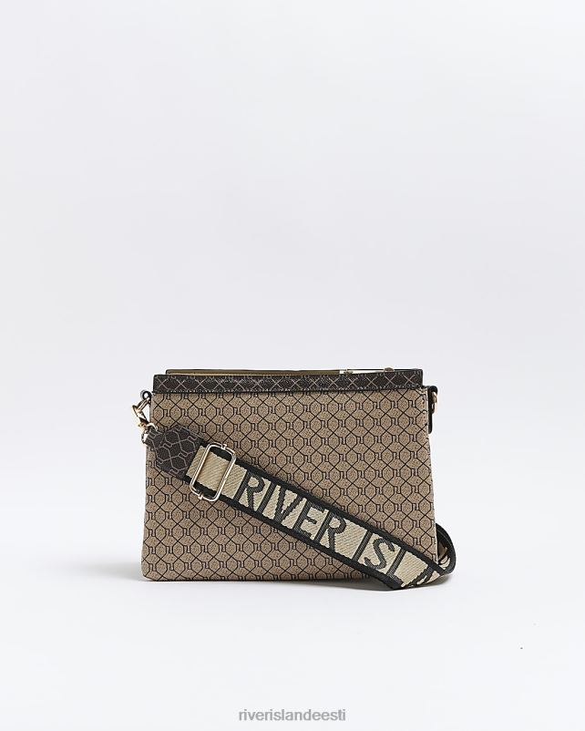 tarvikud pruun naised River Island monogramm crossbody kott 44TLL611