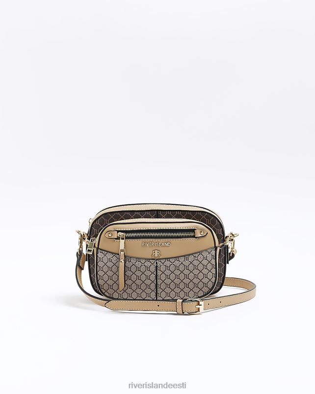 tarvikud pruun naised River Island ri monogramm risti kehakott 44TLL4486