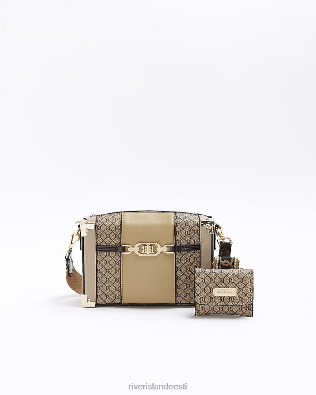 tarvikud pruun naised River Island ri monogramm risti kehakott 44TLL826