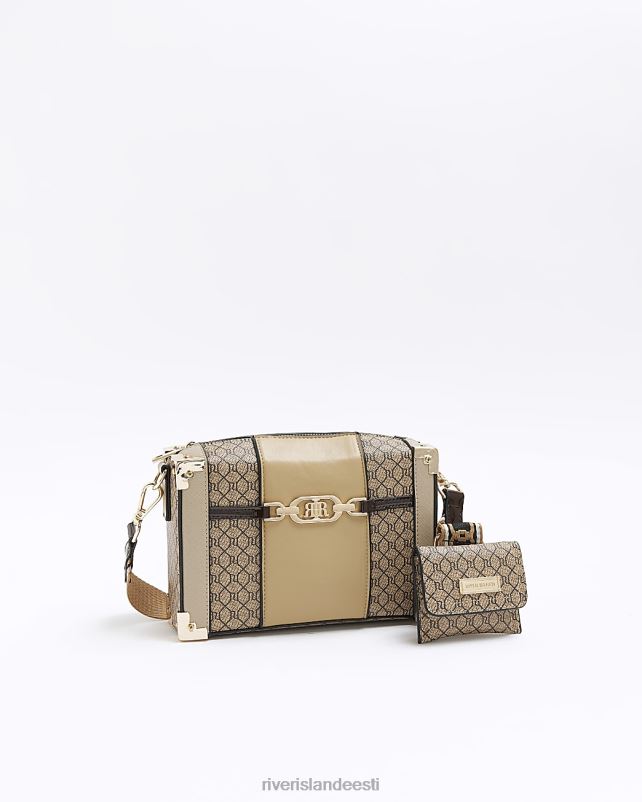 tarvikud pruun naised River Island ri monogramm risti kehakott 44TLL826