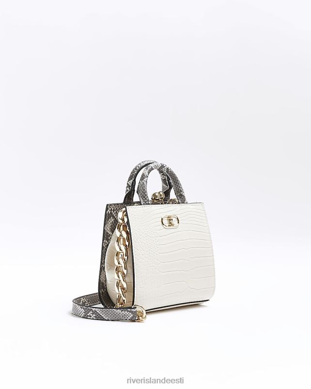 tarvikud valge naised River Island patenteeritud Croc reljeefne cross body kott 44TLL4608
