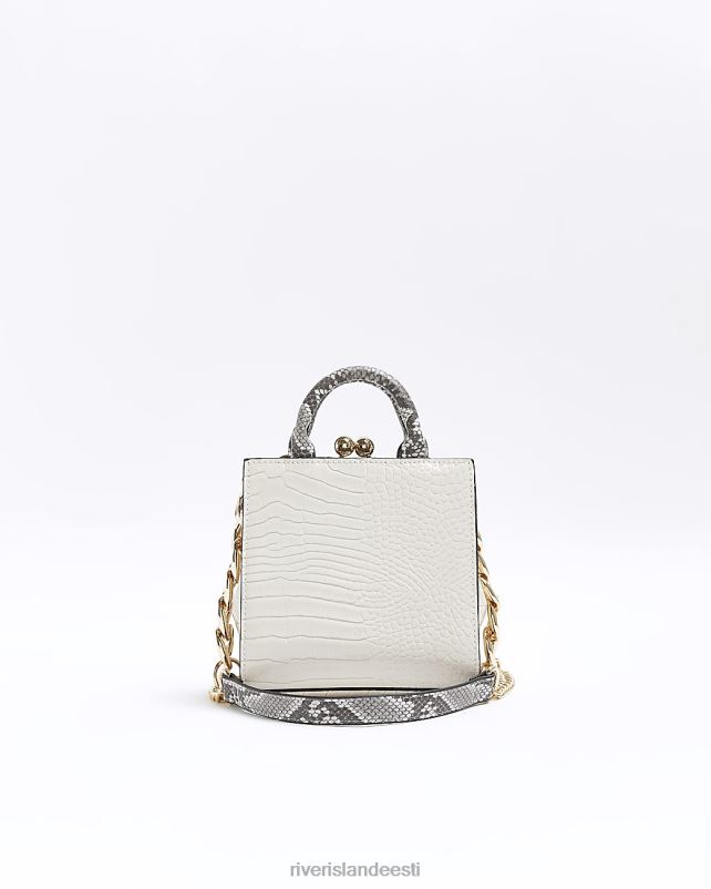 tarvikud valge naised River Island patenteeritud Croc reljeefne cross body kott 44TLL4608
