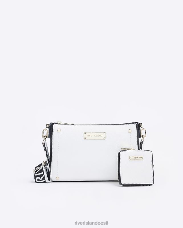 tarvikud valge naised River Island ri monogramm risti kehakott 44TLL971