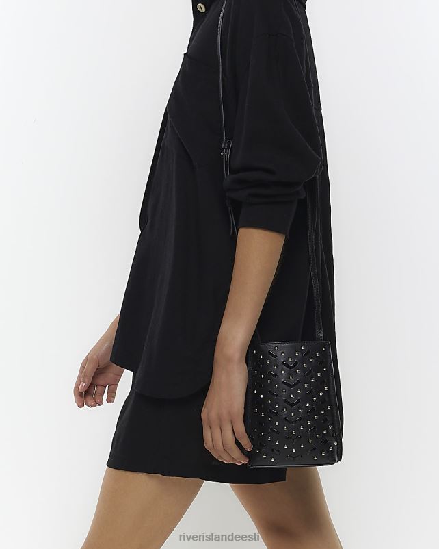 tarvikud must naised River Island nahast naastudega telefonihoidik 44TLL4690