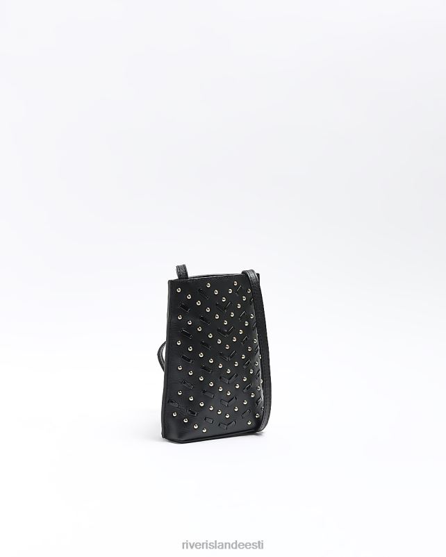 tarvikud must naised River Island nahast naastudega telefonihoidik 44TLL4690